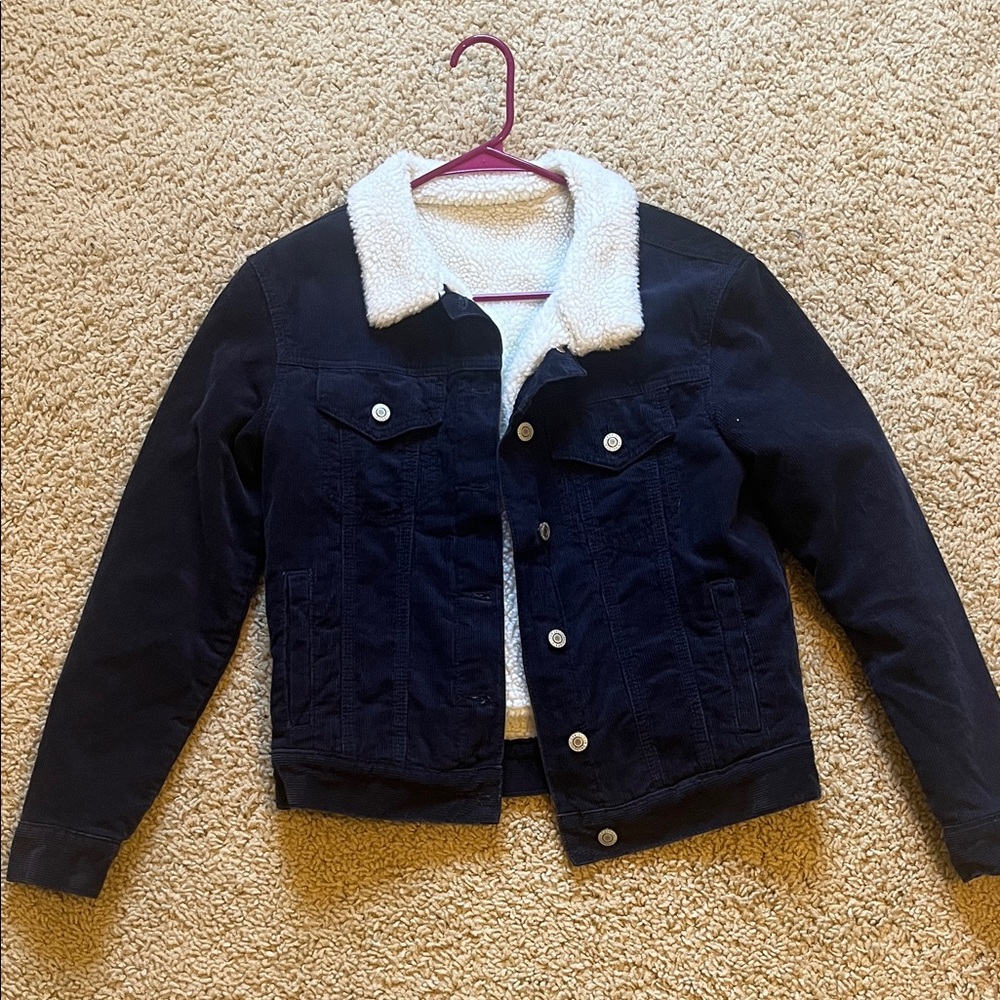 Brandy Melville Navy Blue Teddy Lined Jacket